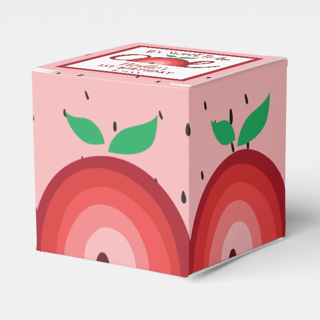 Apple Rainbow, Sweet to be One, 1st Birthday Favour Box (Front Side)