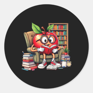 Apple Reading Books Lover Teacher 100 Days Ck To S Classic Round Sticker