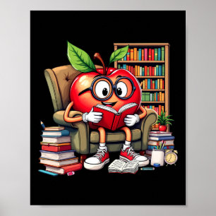 Apple Reading Books Lover Teacher 100 Days Ck To S Poster