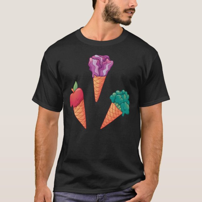 Apple red cabbage and broccoli veggie Ice cream fa T-Shirt (Front)