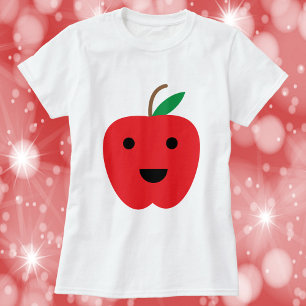 Apple Red Cute Kawaii Face T-Shirt