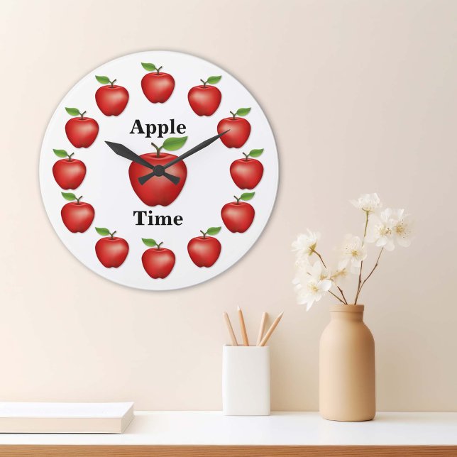 Apple, Red Delicious Large Clock (Red Delicious Apples Large Clock. It’s Apple Time! An original drawing from my garden. )
