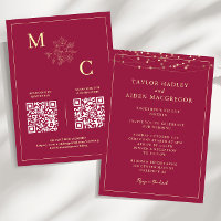 Apple Red Elegant QR Code Wedding Invitation