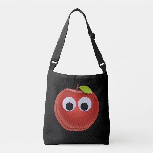 Apple, red fruit with googly eyes - Personalised Crossbody Bag (Front)