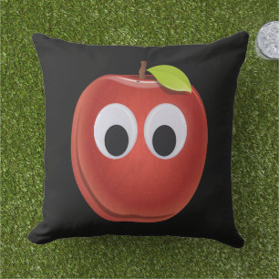 Apple, red fruit with googly eyes - Personalised Cushion