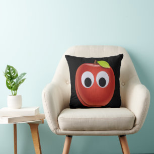 Apple, red fruit with googly eyes - Personalised Cushion
