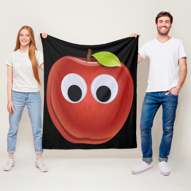 Apple, red fruit with googly eyes - Personalised Fleece Blanket (In Situ)