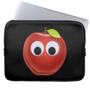 Apple, red fruit with googly eyes - Personalised Laptop Sleeve