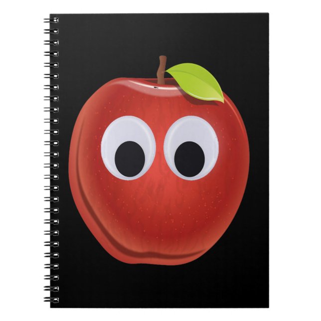 Apple, red fruit with googly eyes - Personalised Notebook (Front)