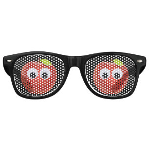 Apple, red fruit with googly eyes - Personalised Retro Sunglasses