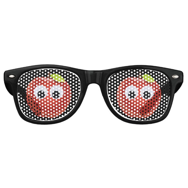 Apple, red fruit with googly eyes - Personalised Retro Sunglasses (Front)