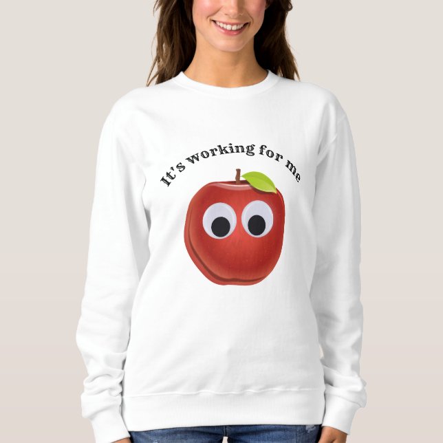 Apple, red fruit with googly eyes - Personalised Sweatshirt (Front)