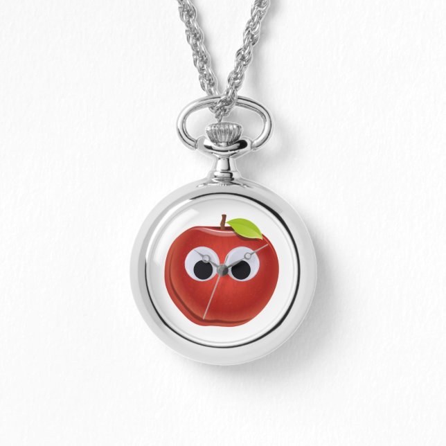 Apple, red fruit with googly eyes - Personalised Watch (Front)