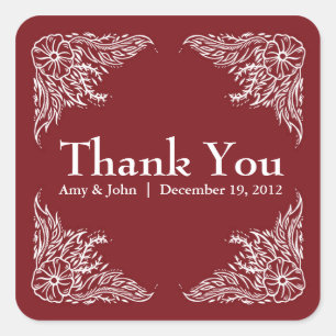 Apple Red & White Wedding Thank You Sticker