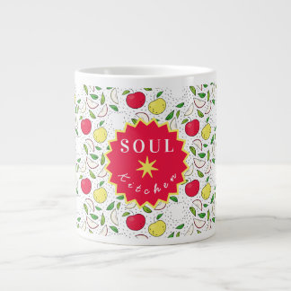 Apple Red Yellow Green Fruit Graphic Art Modern Large Coffee Mug