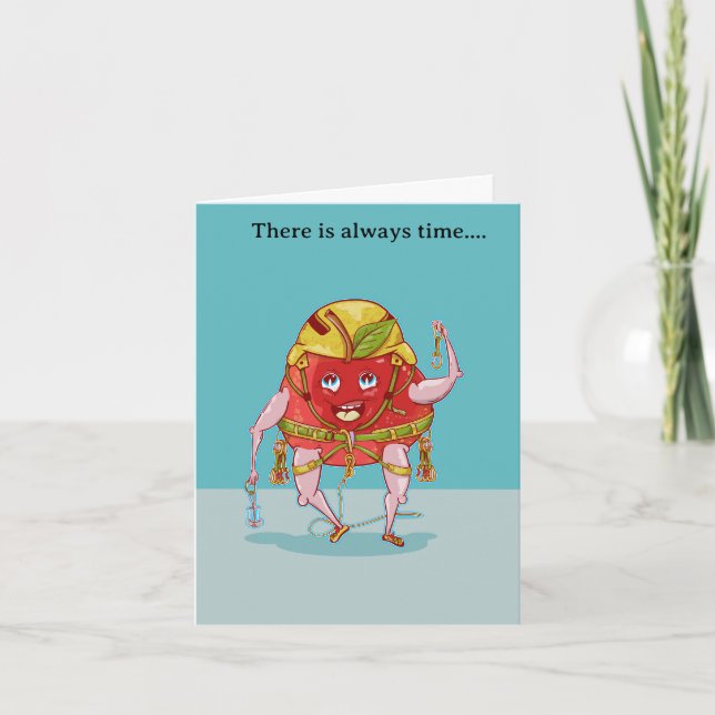 Apple Rock Climber Funny Fruit Card (Front)