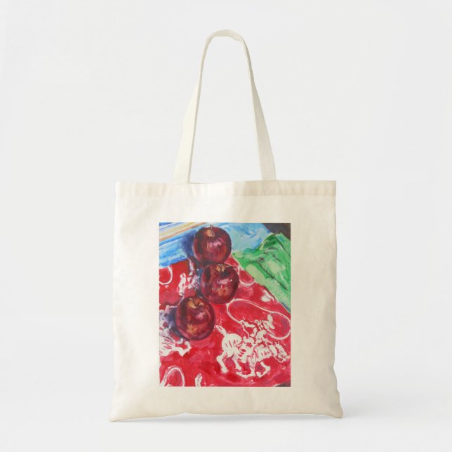 “Apple Round-up" Oil Painting Tote Bag (Front)