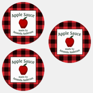 Apple Sauce Canning Preserves Plaid C Food Label