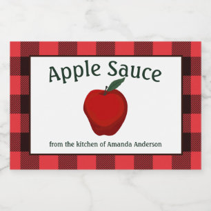 Apple Sauce Canning Preserves Plaid H Food Label