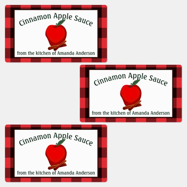 Apple Sauce Cinnamon Preserves Plaid Food Label (Group)