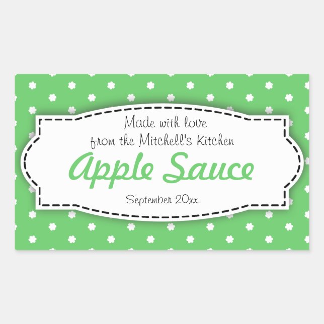 Apple Sauce preserve green food label sticker (Front)