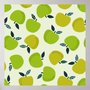 Apple seamless pattern. Fruit theme illustration.a Poster
