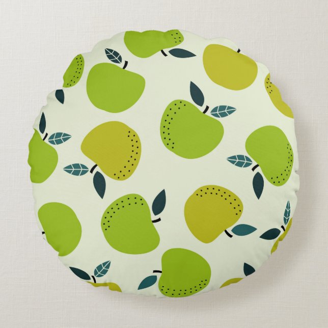 Apple seamless pattern. Fruit theme illustration.a Round Cushion (Front)