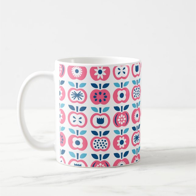 Apple seamless pattern. Set of colourful retro app Coffee Mug (Left)