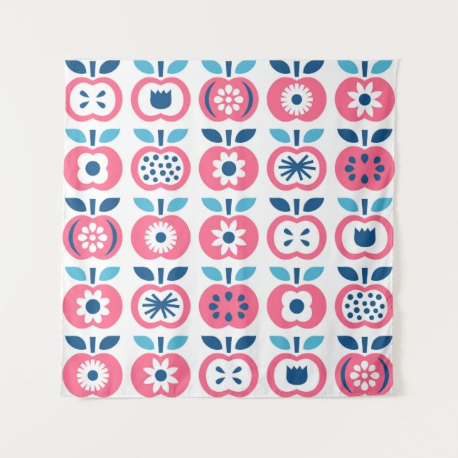 Apple seamless pattern. Set of colourful retro app Tapestry (Front)