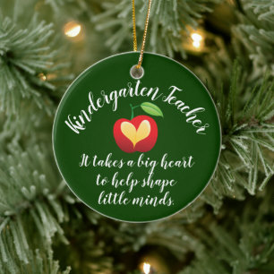 Apple Shape Little Minds Personalised Teacher Ceramic Ornament