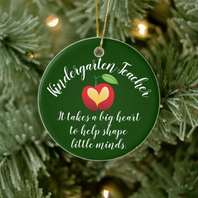 Apple Shape Little Minds Personalised Teacher Ceramic Ornament (Tree)