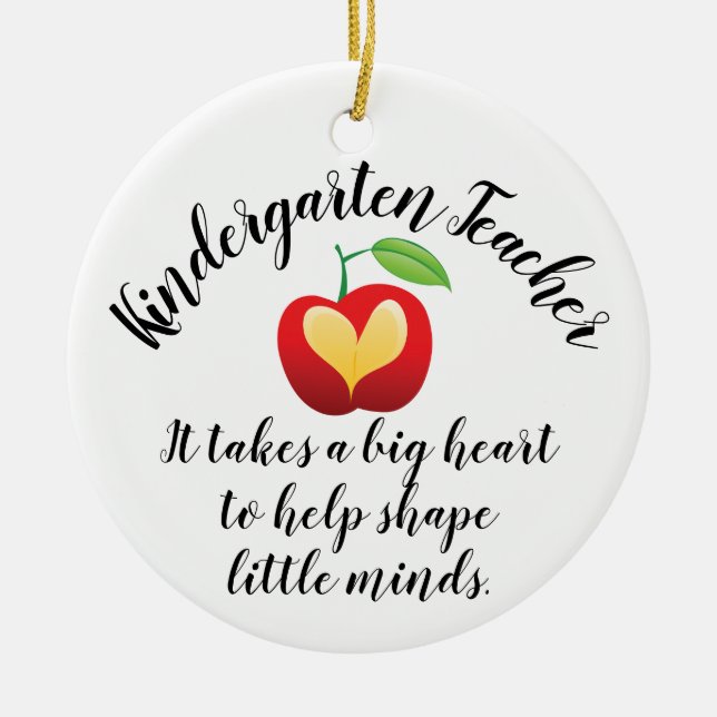Apple Shape Little Minds Personalised Teacher Ceramic Ornament (Front)