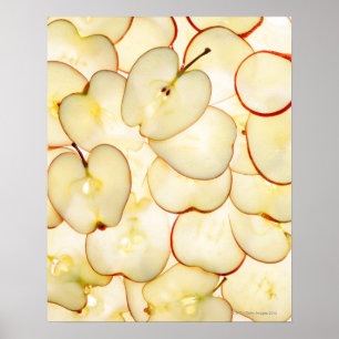 apple slices backlit and arranged in abstract poster