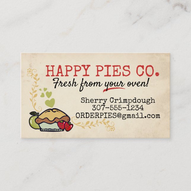 Apple strawberry pie fruit pies bakery baking business card (Front)