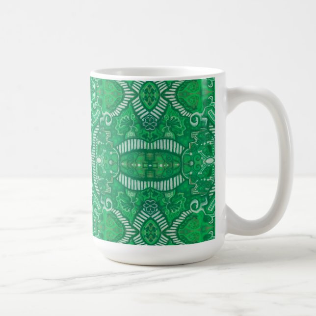 Apple Stripe Bohemian Boho Arabesque Pattern Green Coffee Mug (Right)