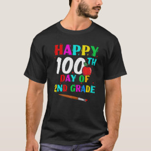 Apple Student 100th Days 2nd Grade Happy 100 Days T-Shirt