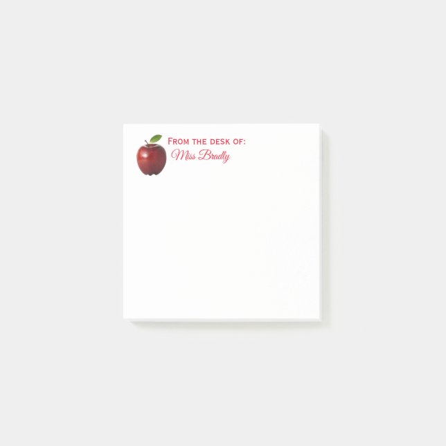 Apple Teacher -From the Desk of Custom Post-it Notes (Front)