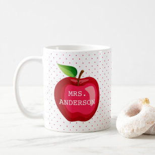 Apple Teacher Gift Personalised Polka Dots Coffee Mug
