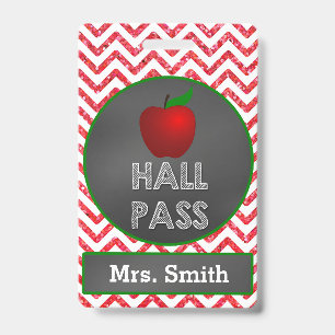 Apple Teacher Hall Pass for Classroom ID Badge