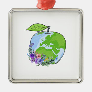 Apple Teacher Metal Ornament
