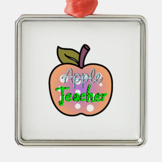 Apple Teacher Metal Ornament