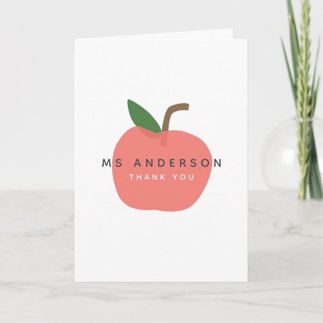 Apple Teacher | Modern Name Thank You Cute Fun Card (Front)