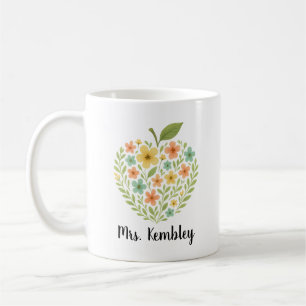 Apple Teacher mug Personalised Floral Apple custom