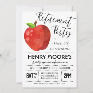 Apple Teacher Retirement Party Invitation