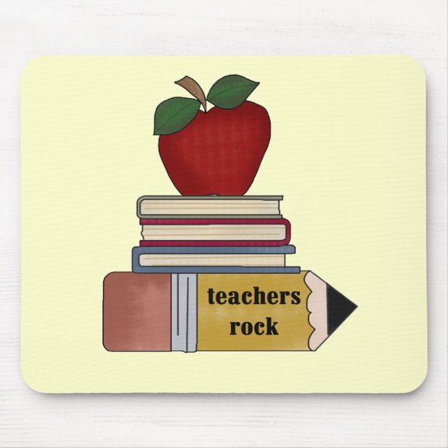 Apple Teachers Rock Tshirts and Gifts Mouse Pad (Front)