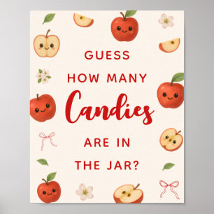 Apple Themed Baby Shower Guess How Many Candies Poster