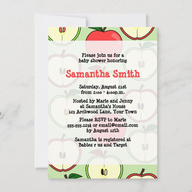 Apple Themed Baby Shower Invitation (Front)