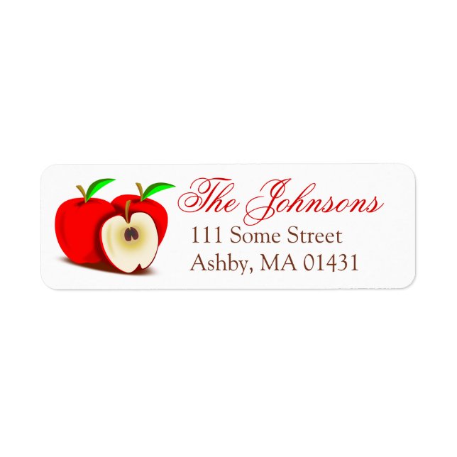 Apple Themed Personalised Return Address Labels (Front)