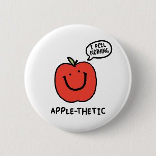 Apple-thetic Cute Fruit Apple Pun Button Pin