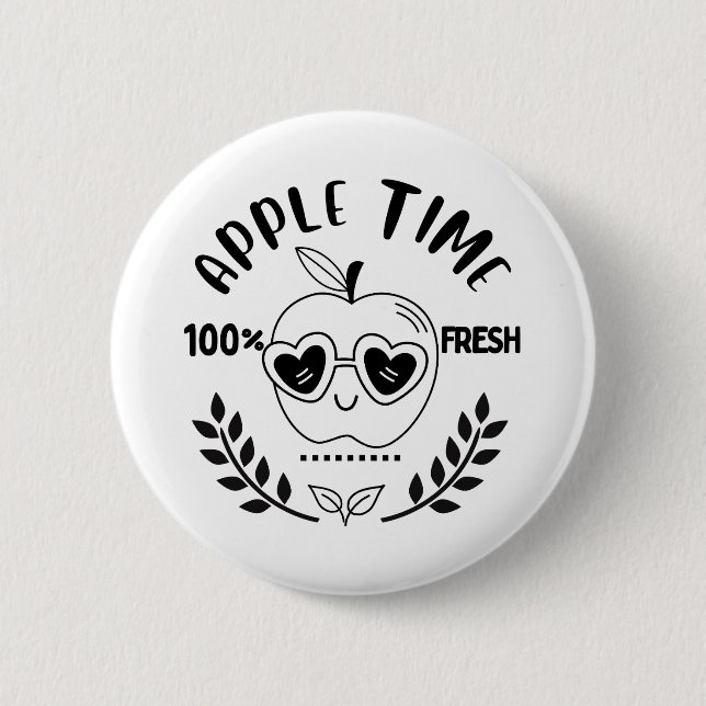 Apple Time 6 Cm Round Badge (Front)